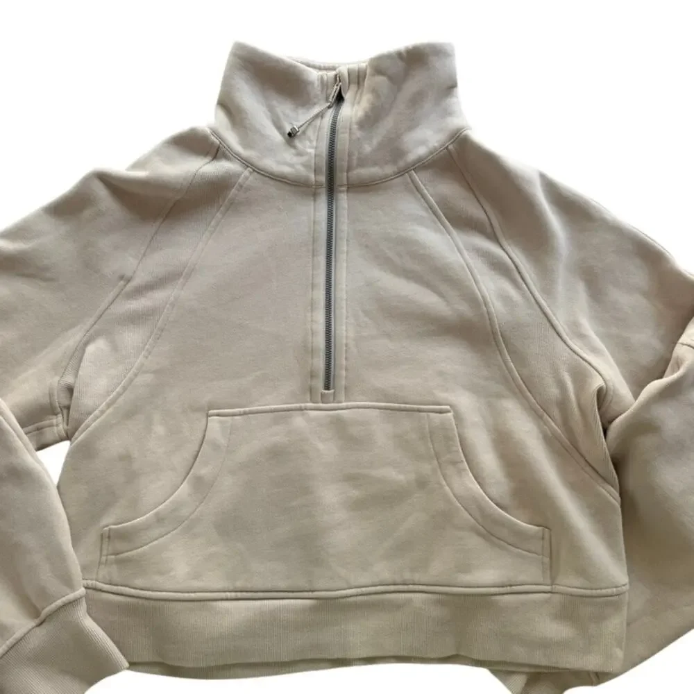 Lululemon Scuba Oversized Funnel Neck Sweatshirt Natural Ivory Size M/L Fleece
